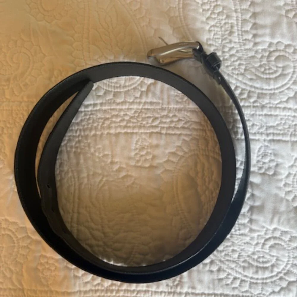 men prada leather black belt size42